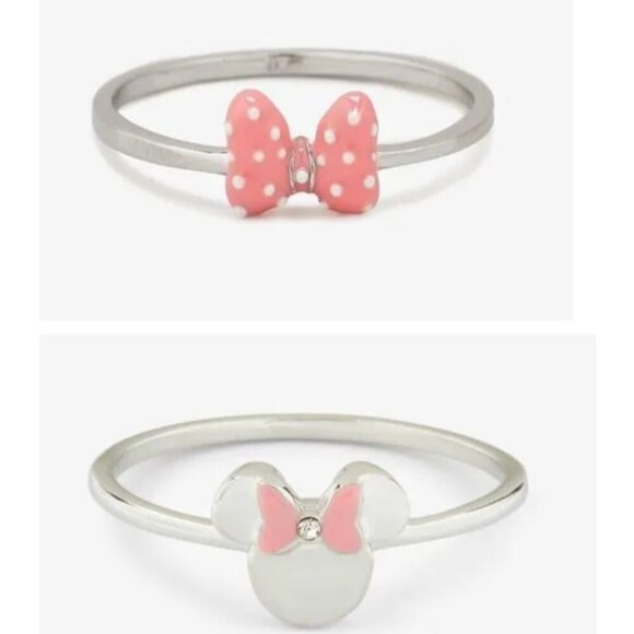 NWT Set of 2 Pura Vida Disney Minnie Mouse Rings Minnie Ears Minnie Bow Size 6 - Picture 1 of 15